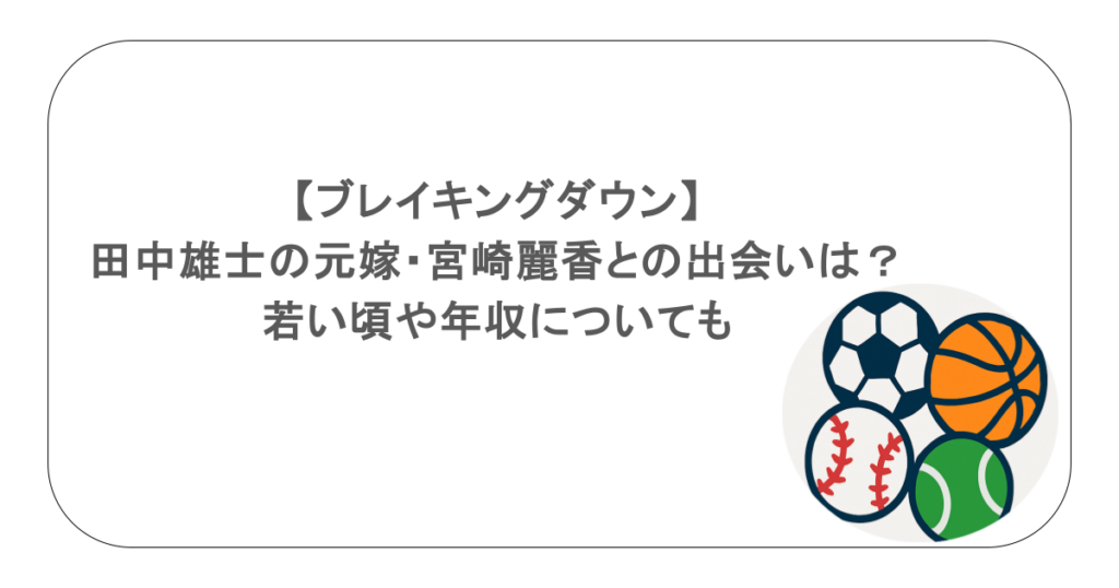 【ブレイキングダウン】田中雄士の元嫁・宮崎麗香との出会いは？若い頃や年収についても